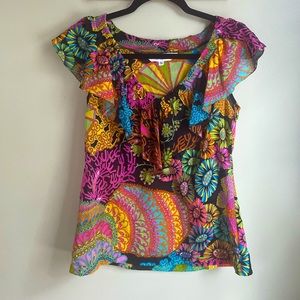 Trina Turk Printed Silk Top S